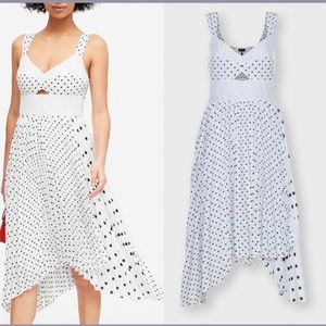 Banana Republic Polka Dot Pleated Sweetheart Midi Dress | Size 8 | EUC
